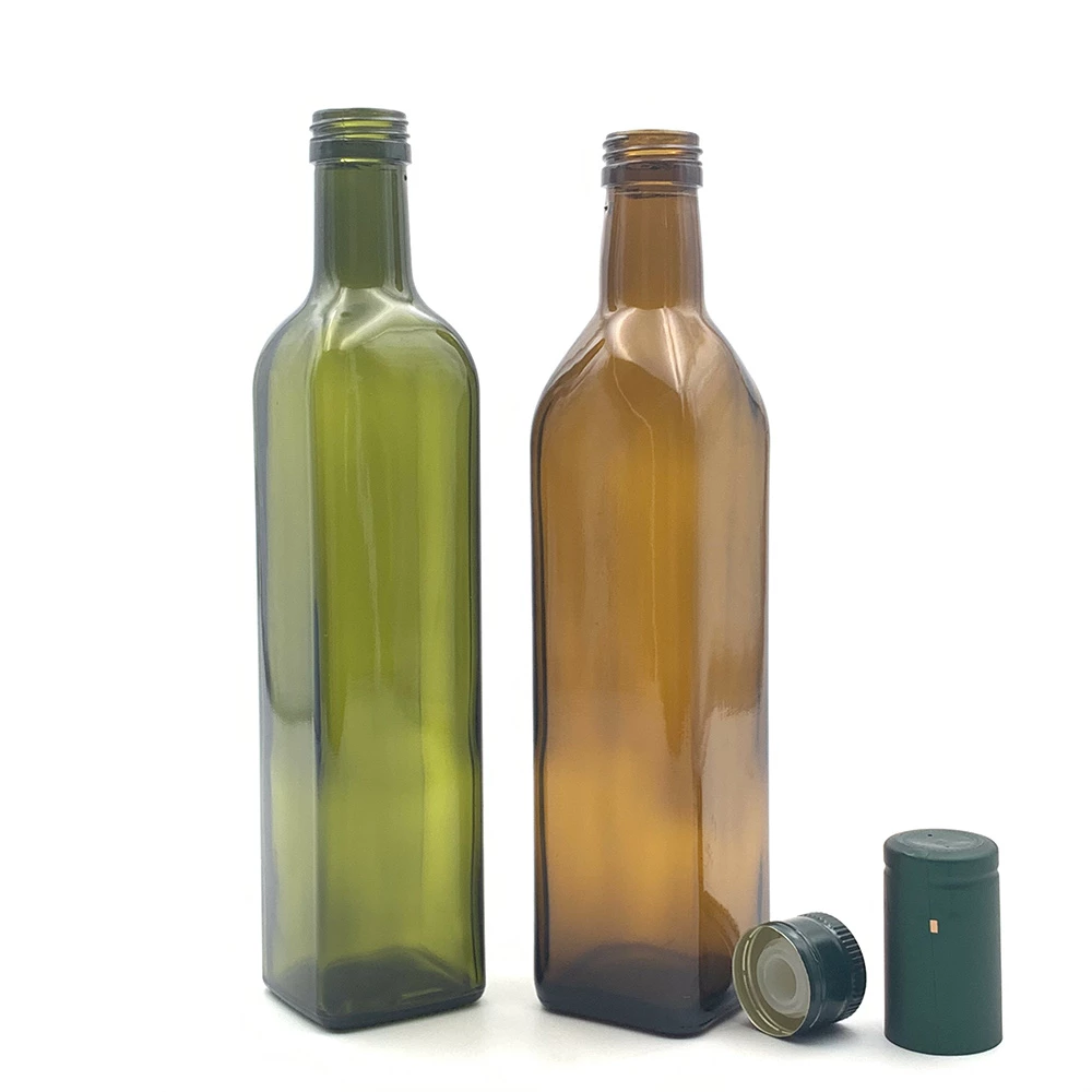 Bouteille d'huile d'olive en verre vert de 500 ml en vrac