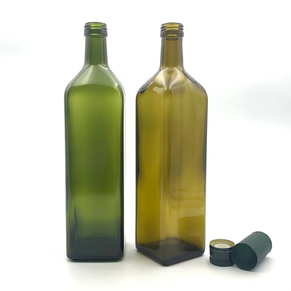 Bouteille d'huile d'olive en verre vert de 1 litre (vente en gros)