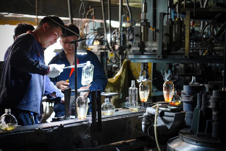 production de bouteilles en verre en vrac