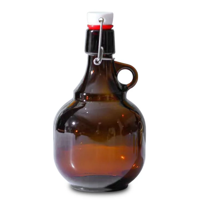 Bouteille cylindrique en verre ambré de 1 litre (32 oz) pour le remplissage de bière et autres boissons