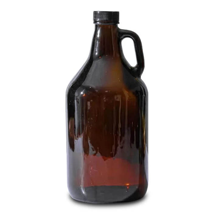 Bouteille de bière ambrée de 2 L (growler), cruche de brasserie rechargeable de 1,9 L (64 oz) avec poignée